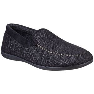 Cotswold Mens Stanley Moc Toe Full Slipper / Black